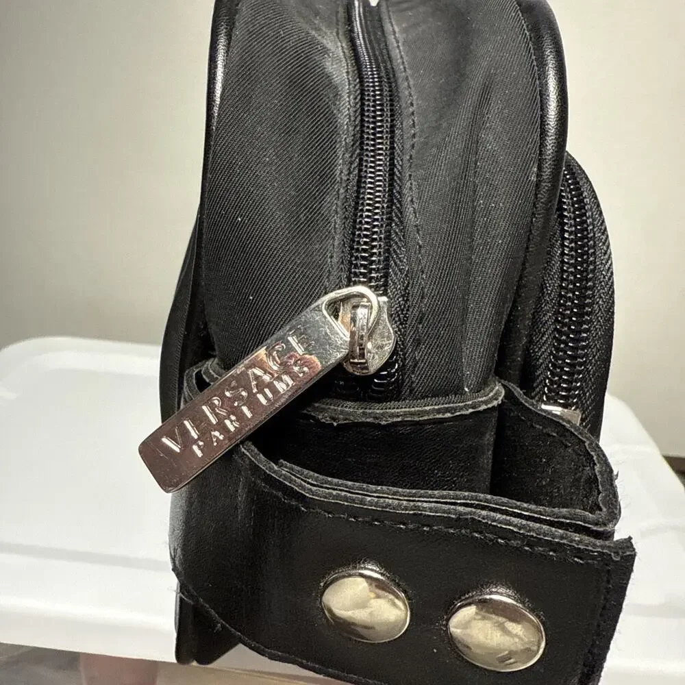 Versace Parfums Black Cosmetic Toiletry Travel Bag Pouch 11